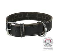 Collare in pelle rustica Heartbeat 38-47 cm/40 mm nero