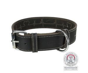 Collare in pelle rustica Heartbeat 38-47 cm/40 mm nero