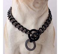 Collare Nero per Cani in Acciaio Inossidabile, Catena Cubana Pesante di 19 MM per Cani Piccoli, Medi e Grandi, Forte Collare a Catena di Slittamento con Collegamenti in Metallo (Size : 28inch)