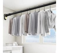 Collare per albero a doppia fessura, Asta for armadio espandibile regolabile 0,7-3 m in bianco e nero(Black,1.1~2.0m/3.6~6.6ft)