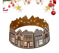 Collare per albero di Natale a LED, 66/71 cm, collare per albero di Natale a forma di casa di pan di zenzero, copertura per albero di Natale, riutilizzabile, forniture per le vacanze invernali per