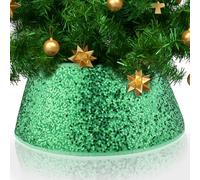 Collare per Albero di Natale, Gonna per Albero di Natale con Paillettes Glitterate Anello per Albero di Natale Copertura per Base Albero per Decorazioni per Albero di Natale (Verde)