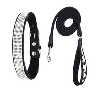 Collare per animali domestici con strass lucidi, materiale in microfibra morbida, confortevole e delicato sulla pelle, non strozza il cane e non consuma il pelo, adatto per cani di piccola e media tag