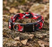 Collare per animali in materiale di nylon con motivo mimetico rosso alla moda e unico, adatto per cani piccoli e felici come Teddy o Bichon, adatto per attività all'aperto tutto l'anno L,M,S,XSGrafico