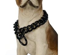 Collare per cani a catena cubana resistente per cani di grossa taglia - maglie in acciaio extra largo e robusto da 19 mm per razze grandi - Rottweiler, Pitbull, Mastino, Cane Corso,Nero,20inch/51cm
