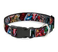 Collare per cani con clip in plastica Marvel Avengers Superhero Villain pose da 28 a 43 cm largo 2,5 cm