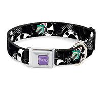 Collare per cani con fibbia per cintura di sicurezza Beetlejuice Sandworm Healftone Repeat nero grigio da 38 a 66 cm largo 2,5 cm
