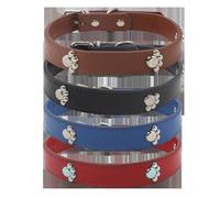 Collare per cani in pelle, design con impronte, durevole, regolabile, ideale per passeggiate e addestramento di animali domestici.