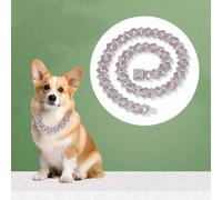 Collare per cani largo 15 mm argento-rosa con diamanti artificiali, collana a catena cubana per cani e gatti di piccola, media e grande taglia, accessori gioiello per animali domestici S(25 cm),L(35 c