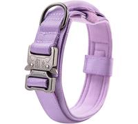 Collare per Cani Tattico Militare Regolabile Collare per Cani in Nylon Resistente con Maniglia di Controllo E Collare per Cani con Fibbia in Metallo per Impieghi gra, Purple, L Neck 45-53cm