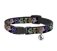 Collare per gatti con orsetti che danzano, nero, multicolore, da 20,3 a 30,5 cm, 1,3 cm di larghezza