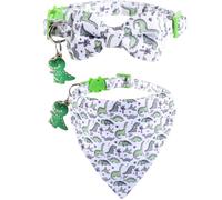 Collare per gatti con simpatico papillon bandana e campana dinosauro accessori per gattino sicurezza regolabile