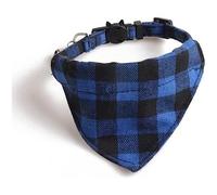 Collare per gatti di lusso con papillon e campanello, fibbia a sgancio rapido sicura (bandana a quadretti blu e nera)