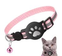 Collare Riflettente per Animali con Slot Airtag, Design Antiscivolo e Sicuro, Compatibile GPS Airtag, Collare Regolabile per Gatti e Cani, Colore Rosa, per Passeggiate e Viaggi