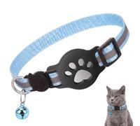 Collare Riflettente per Animali con Slot Airtag, Design Antiscivolo e Sicuro, Compatibile GPS Airtag, Collare Regolabile per Gatti e Cani, Colore Azzurro, per Passeggiate e Viaggi