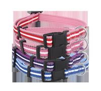 Collare riflettente per cani, con facile regolazione, materiale impermeabile e clip di sicurezza, ideale per passeggiate notturne e sicurezza canina.