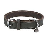 Collare rustico in pelle grassa, L: 48-56 cm/30 mm, grigio