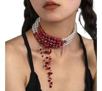 Collare Stile Sangue Colante, Collana Frangia con Gocce Gotiche, Accessorio Multistrato Per Costume Gioco Di Ruolo Cosplay