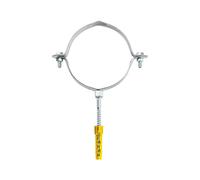 Collare tondo in acciaio zincato per pluviali, completo di vite e tassello, in busta da 2 pezzi - Tecfi - Diametro : 100