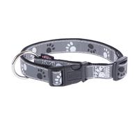 Collare Trixie Silver Reflect con motivo a zampine - Tg. M-L: circonferenza 35 - 55 cm x H 2 cm