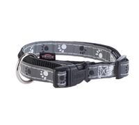 Collare Trixie Silver Reflect con motivo a zampine - Tg. S-M: circonferenza 30 - 45 cm x H 1,5 cm