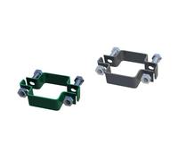 Collare VERDE/ANTRACITE doppio con bulloni palo QUADRO reti pannelli - Kit 12 Pz
