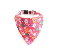 Collari di lusso per gatti con papillon e campanello, fibbia a sgancio rapido sicura - Bandana floreale rosa