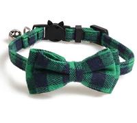 Collari per gatti di lusso con papillon e campanello, fibbia a sgancio rapido sicura | collari per gatti Zacal (verde e blu navy)