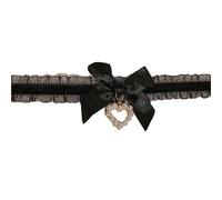 Collarino europeo e in tessuto, stile punk, a forma di cuore, con fiocco, per discoteca, catena per il collo, con perle e cuori, per donne, Misura unica, come descritto, come descritto