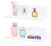 Collazoey 2 mensole da parete senza foratura, in acrilico, offre spazio per libri e foto, decorazione per la casa, adatto per cucina, bagno, ufficio, soggiorno, colore Bianco。