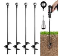 Collazoey 4pcs Ancoraggi a terra per trampolino, spirali, campeggio, capannoni, tettoie, kit di ancoraggio in metallo, resistente al vento forte