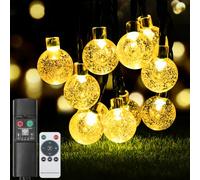 Collazoey Luci fatate a sfera di cristallo per esterni, batteria ricaricabile con controller, 11 m, 60 LED, 8 modalità, IP65 impermeabile, per giardino,cortili, matrimoni, feste, decorazioni natalizie
