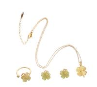 COLLBATH 1 Set Set di collana di trifoglio a quattro foglie pendenti a foglia collane a tema irlandese collana delicata per le donne collana di foglie verdi collane fortunate