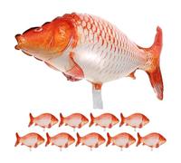 COLLBATH 10 Pezzi Palloncini Pesce in Alluminio Rosso Forma di Carpa Cartoon Decorazioni Festa Compleanno Tema Pesca e Animali Marini Palloncini Motivo Oceano per Feste e Shower