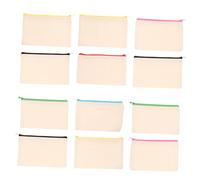 COLLBATH 12pezzi Borsa Di Tela Bianca Con Cerniera Astuccio Portapenne Per Cosmetici Per Graffiti Ricami Pittura Riutilizzabile e Ecologico