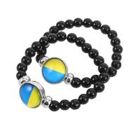 COLLBATH 2 Pezzi Braccialetto con Ciondolo Bandiera Braccialetti Decorativi da Polso con Perline Cabochon Accessorio Patriottico per Donna e Uomo Regalo Souvenir per Amicizia Internazionale