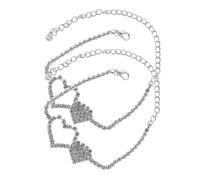 COLLBATH 2 Pezzi cavigliera braccialetto cuore regolabile cavigliera da donna cavigliere per le donne braccialetti del cuore per le donne catena alla caviglia Diamante Argento