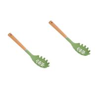 COLLBATH 2 Pezzi Di Forchetta Per Pasta in Metallo Utensili Per Cucinare La Pasta Cucchiaio Per Pasta in Acciaio Scolapasta Con Manico in Legno