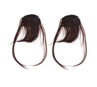 COLLBATH 2 pezzi Frangia Clip Extensions Leggere Marrone Accessori con Clip Regolabili per Stile Naturale e Comfort Quotidiano