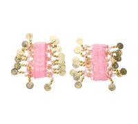 COLLBATH 2 Pezzi Set 2 Cavigliere da Danza Indiana Rosa Campanellini Tintinnanti, Regolabili, Leggere, Accessori per Spettacoli di Danza del Ventre per Donne e Ragazze