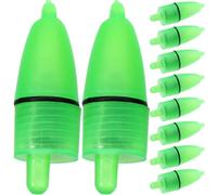 COLLBATH 20 Pezzi Campanello da Pesca Luce LED Verde Segnalatore di Abboccata Luminoso in Plastica per Canna da Pesca in Acqua Dolce e Marina
