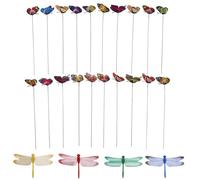 COLLBATH 24 Pezzi Bastoncini Simulati 3D di Fata e Insetti in Plastica PVC Decorazioni da Giardino per Vasi di Fiori Ornamenti Leggeri per Interni ed Esterni