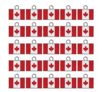 COLLBATH 25 Pezzi Canada Flag Keychain Charms in Alloy With Vibrant Enamel Finish Maple Leaf Pendant For DIY Jewelry Making Travel Souvenir And National Day Decorations