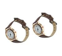 COLLBATH 2pezzi Orologio Da Donna Digitale Elegante e Compatto Con Cinturino Pelle Marrone Orologio Da Tavolo Piccolo Per Studenti e Donne Design Semplice e Classico