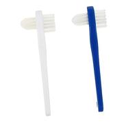 COLLBATH 2pezzi Spazzola Per Protesi Doppia Testa Manico Antiscivolo Per Pulizia Dentiera e Rimozione Macchie Strumento Per Apparecchi Di Contenzione