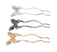 COLLBATH 3 Pezzi Vintage Butterfly Metal Hair Forks For Elegant Updos And Chignons Hairstyle Accessories For Women And