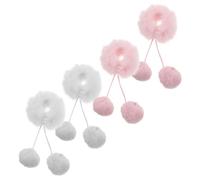 COLLBATH 4 Pezzi Plush Hair Ties With Fluffy Pom Poms Soft Elastic Scrunchies For Teens Gentle Hold For Buns Ponytails Casual And School Hairstyles