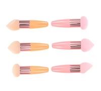 COLLBATH 6 Pezzi Spugne Makeup con Manico Blender Fondotinta per Trucco Liquido e Polvere Spugne Cosmetiche Doppia Tonalità Rosa e Applicatori Viso per Fondotinta Correttore e Polvere Viso