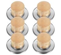 COLLBATH 6 Set Pomelli per Coperchi in Legno con Manico Manopole in Acciaio Inossidabile per Pentole e Padelle Ricambi Resistenti e Leggeri per Cucina
