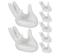 COLLBATH 7 Pezzi Porta Piante da Interno in Ceramica Bianco Design Moderno Minimalista e Forma a Mano, Supporto Versatile per Mini Piante e Muschio Renna per Scrivania e Camera